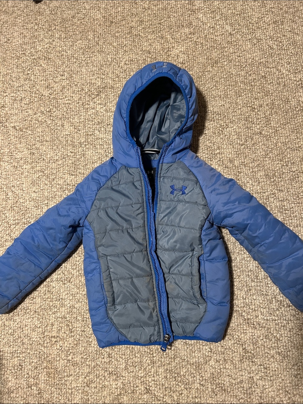 Under Armour Boys' Blue and Gray Hooded Puffer Jacket